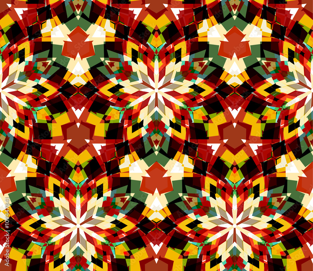 Colorful kaleidoscope seamless pattern. Seamless pattern composed of color abstract elements. Vector illustration.
