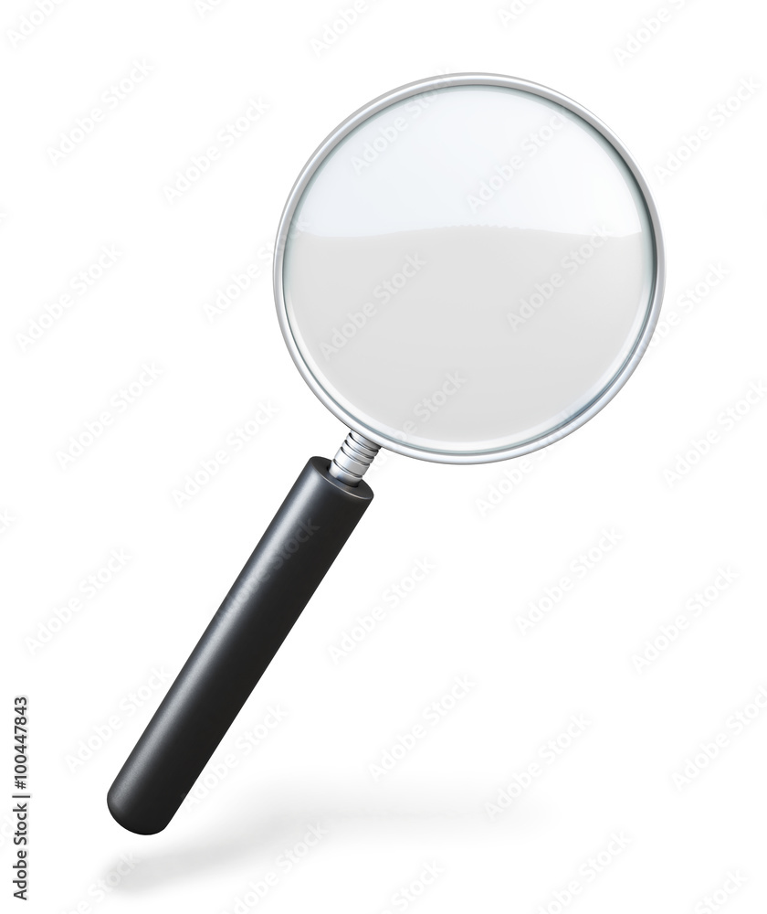 Magnifying glass on a white background. loupe. 3d illustration Magnifying glass on a white background. loupe. 3d illustration