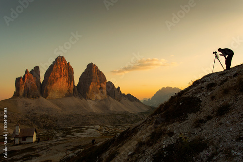 Photographer taking pictures to National Park Tre Cime di Lavare