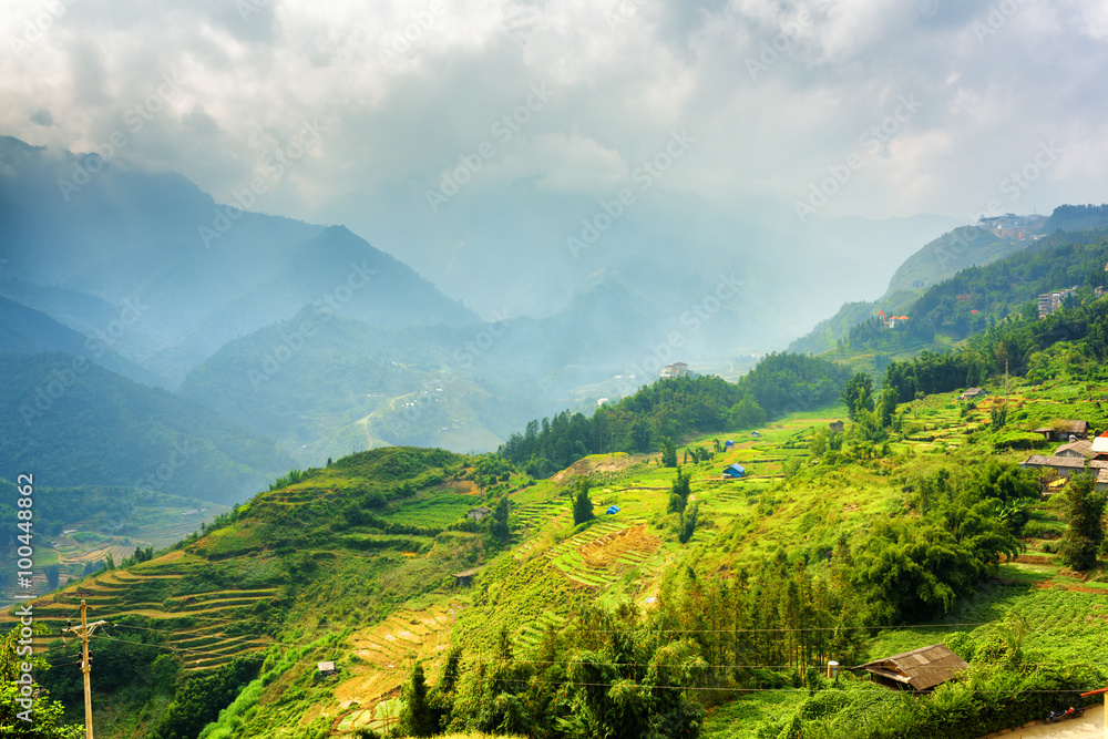 Beautiful view of rice terraces at highlands. Sapa, Vietnam