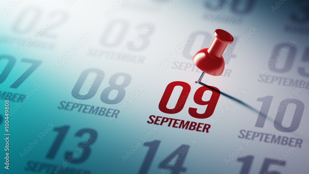 September 09 written on a calendar to remind you an important ap September 09 written on a calendar to remind you an important ap