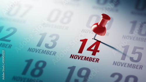 November 14 written on a calendar to remind you an important app