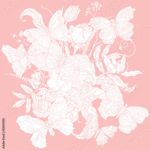 Vector Pastel Floral Frame. 