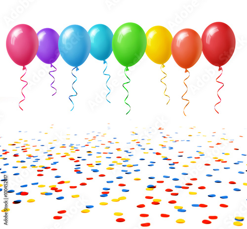 Luftballons und Konfetti