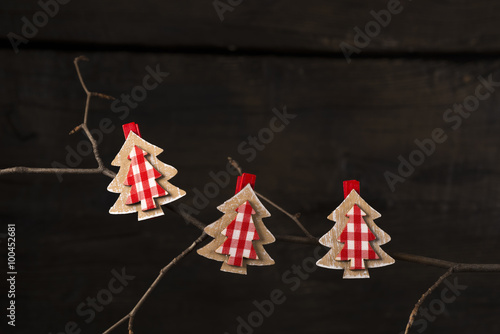 Christmas decoration over dark background. Space for text 