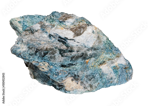 Bright blue Dumortierite from Madagascar Isolated photo