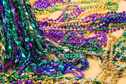 Colorful Mardi Gras beads.