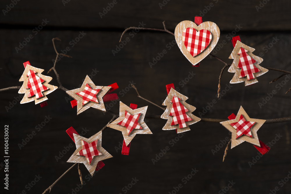 Fototapeta premium Christmas decoration over dark background. 