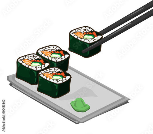 Japanese sushi. Vector design