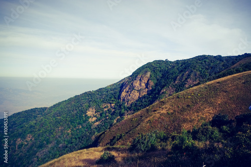 Mountains in Thailand with filter effect retro vintage style