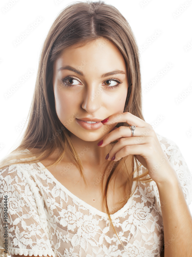 young pretty caucasian woman spa isolated on white close up smiling charming adorable with teeth happy young pretty caucasian woman spa isolated on white close up smiling charming adorable with teeth happy