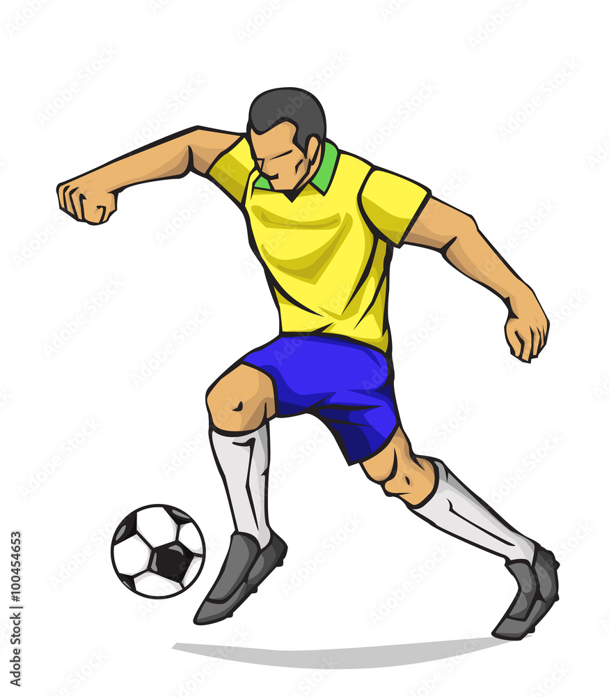 Vector illustration Soccer player kicking the ball