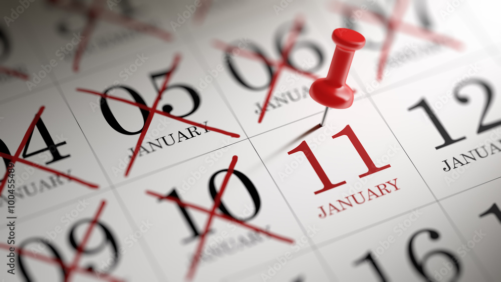 January 11 written on a calendar to remind you an important appo January 11 written on a calendar to remind you an important appo