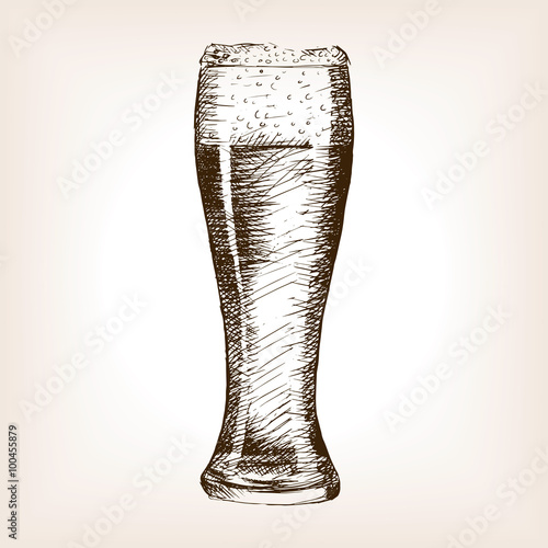 Glass of beer sketch style vector