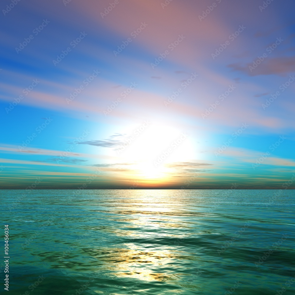 sunset in the ocean, the sunrise over the sea, the light over the sea