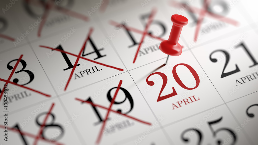 April 20 written on a calendar to remind you an important appoin April 20 written on a calendar to remind you an important appoin