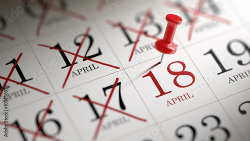 April 18 written on a calendar to remind you an important appoin © xtock