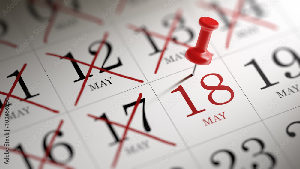 May 18 written on a calendar to remind you an important appointm May 18 written on a calendar to remind you an important appointm