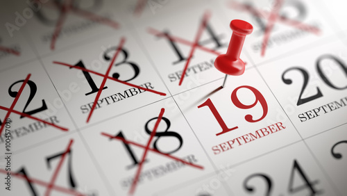 September 19 written on a calendar to remind you an important ap