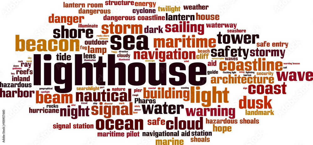 Lighthouse word cloud concept. Vector illustration