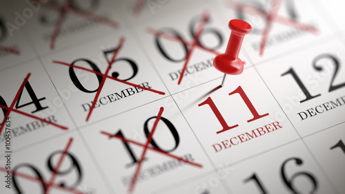 December 11 written on a calendar to remind you an important app