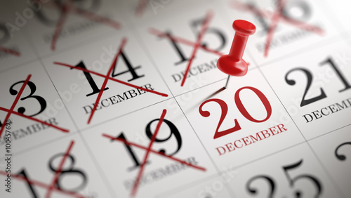 December 20 written on a calendar to remind you an important app