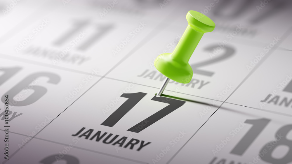 January 17 written on a calendar to remind you an important appo January 17 written on a calendar to remind you an important appo