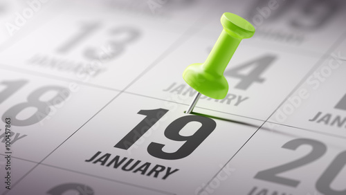 Photos January 19 written on a calendar to remind you an important appo