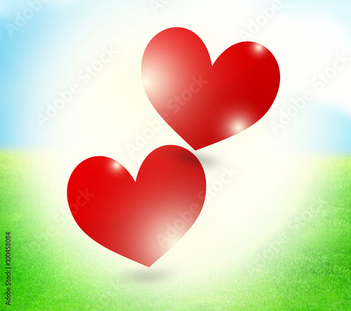 Red hearts outdoor