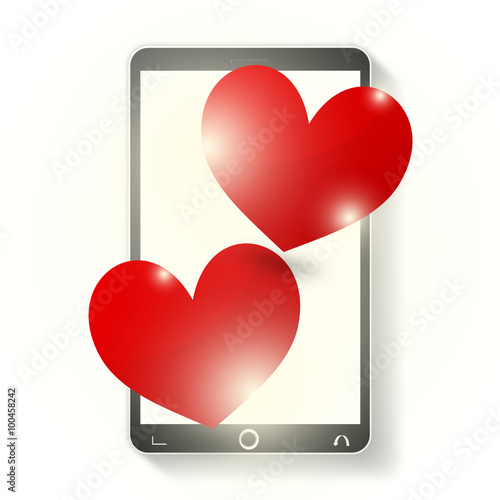 Mobile Phone Two Hearts