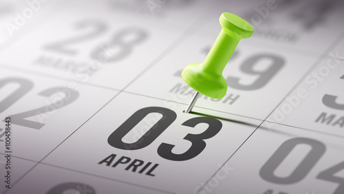 Tableau sur toile April 03 written on a calendar to remind you an important appoin