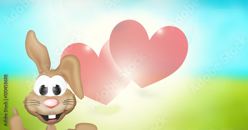 Easter Bunny Sunny Red Hearts
