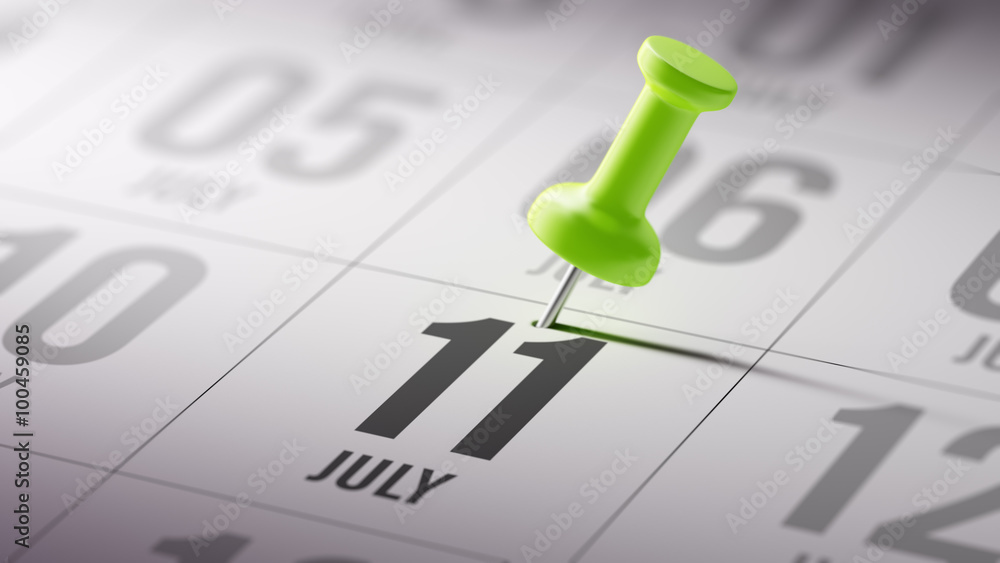 July 11 written on a calendar to remind you an important appoint July 11 written on a calendar to remind you an important appoint