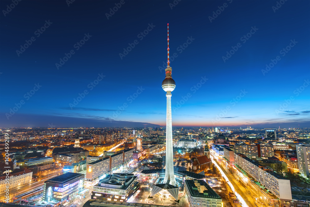 The Television Tower in Berlin at night