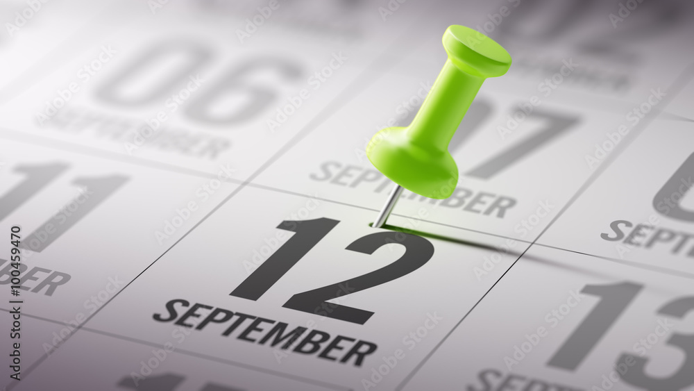 September 12 written on a calendar to remind you an important ap September 12 written on a calendar to remind you an important ap