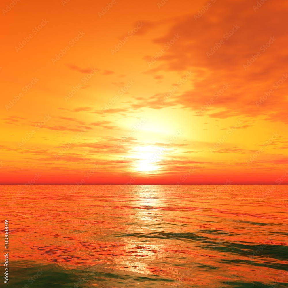 Marine sunset, sunrise over the sea, the light over the sea