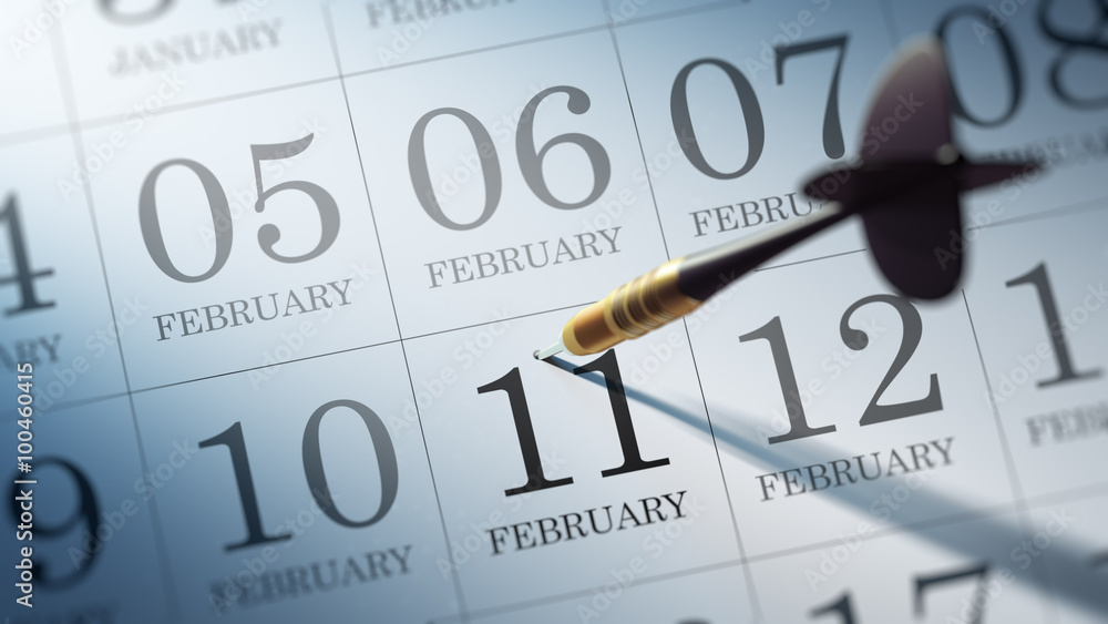 February 11 written on a calendar to remind you an important app February 11 written on a calendar to remind you an important app