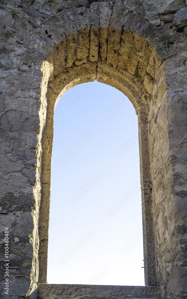 Window of ruined small church