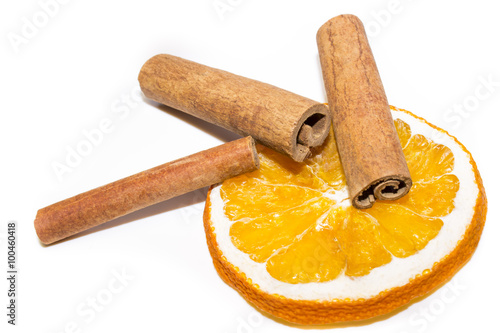 Dry orange and cinnamon sticks
