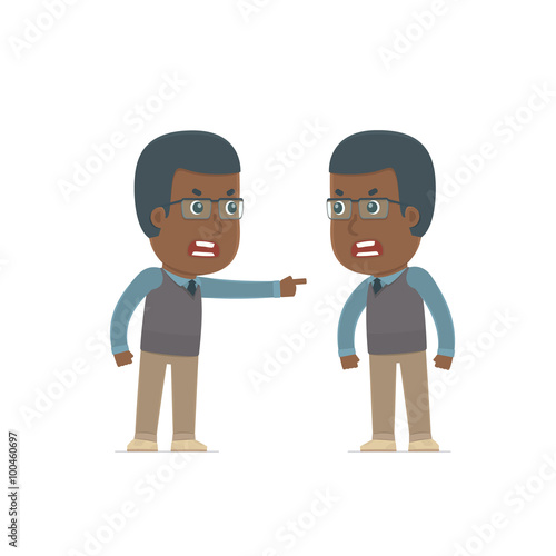 Angry Character African American Teacher abuses and accuses his