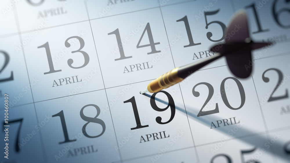April 19 written on a calendar to remind you an important appoin April 19 written on a calendar to remind you an important appoin