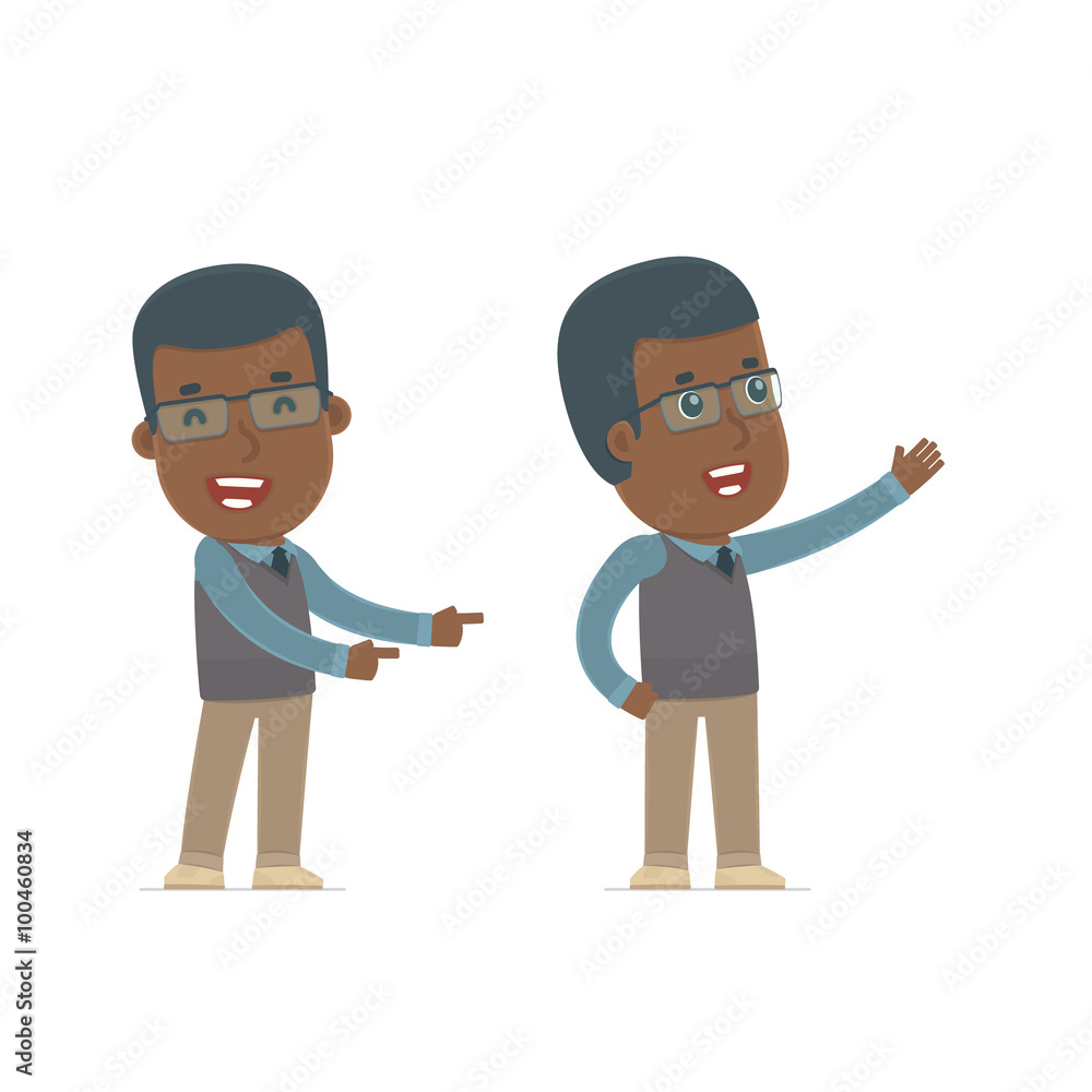 Happy and Cheerful Character African American Teacher making pre Happy and Cheerful Character African American Teacher making pre