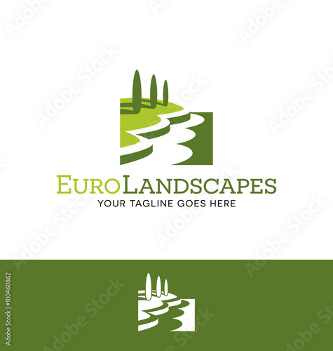 landscape logo for lawn or gardening business, website