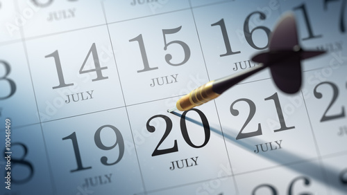July 20 written on a calendar to remind you an important appoint
