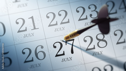 July 27 written on a calendar to remind you an important appoint