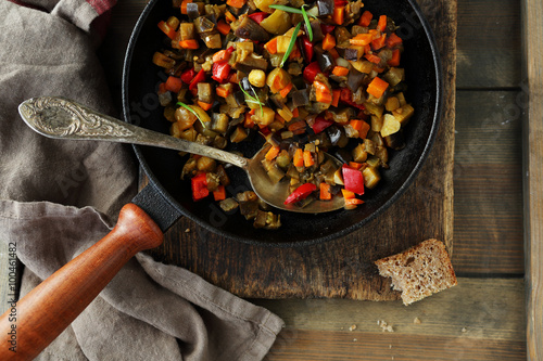 roasted vegetables pieces (tomato, aubergine, pepper)