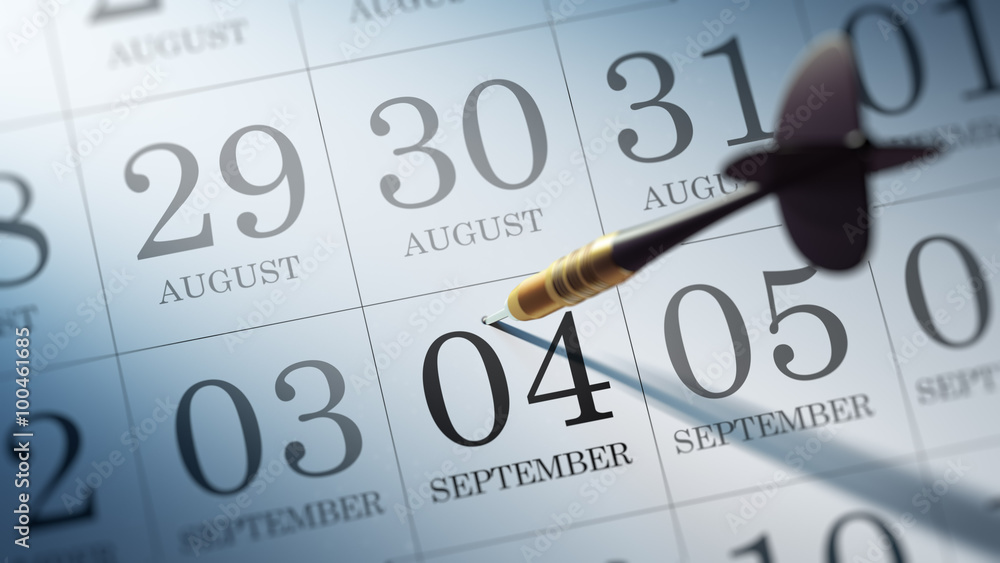 September 04 written on a calendar to remind you an important ap September 04 written on a calendar to remind you an important ap