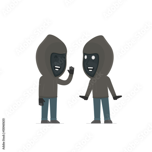 Cunning Character Anonymous Hackers gossiping and telling secret