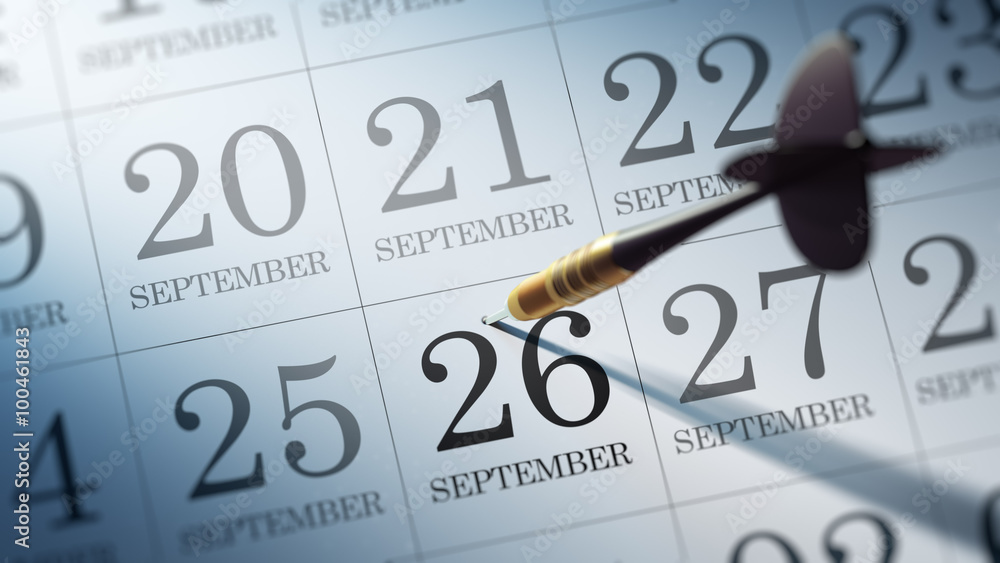 September 26 written on a calendar to remind you an important ap September 26 written on a calendar to remind you an important ap