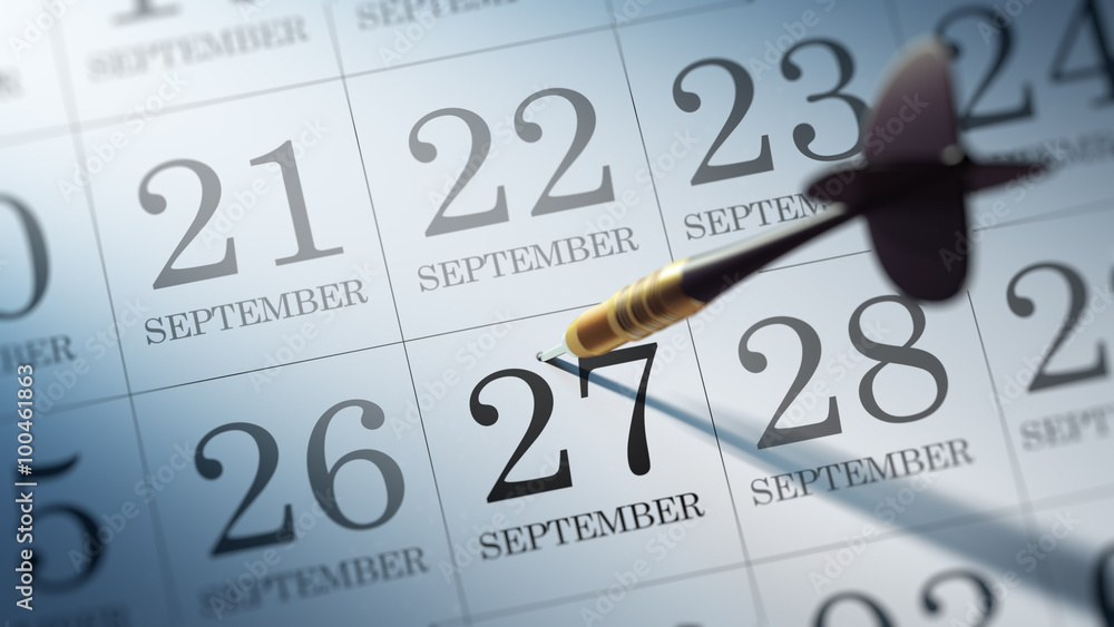September 27 written on a calendar to remind you an important ap September 27 written on a calendar to remind you an important ap